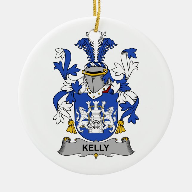Kelly Family Crest Ceramic Ornament (Front)