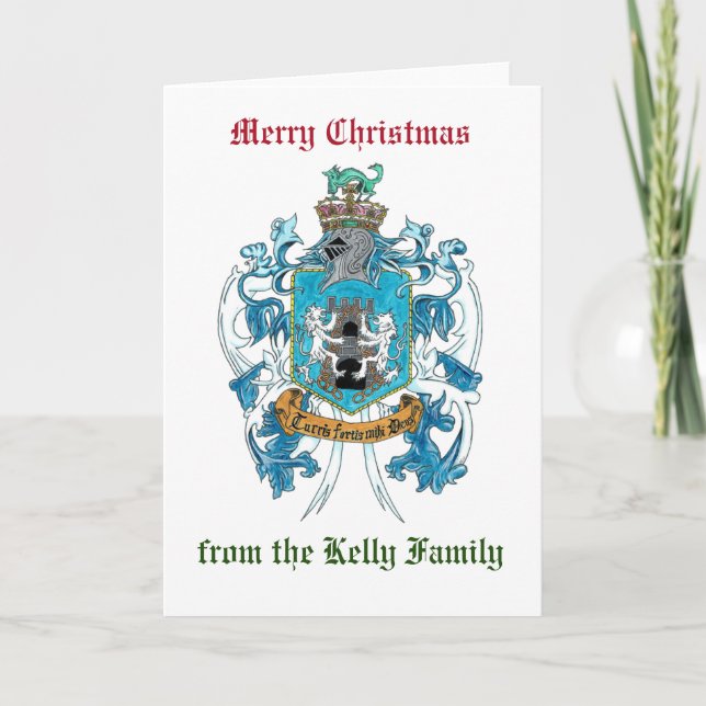 Kelly Family Crest / Coat of Arms Christmas Card (Front)
