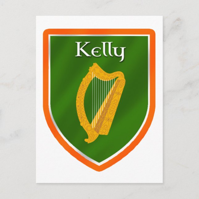Kelly family crest kelly family name postcard (Front)