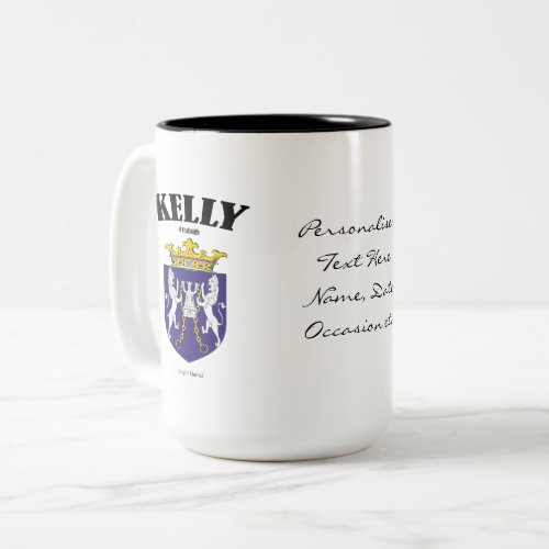 Kelly Family Crest Translation  Meaning Two_Tone Coffee Mug