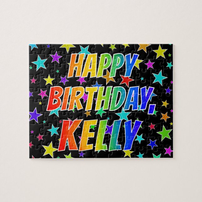 "KELLY" First Name, Fun "HAPPY BIRTHDAY" Jigsaw Puzzle (Horizontal)