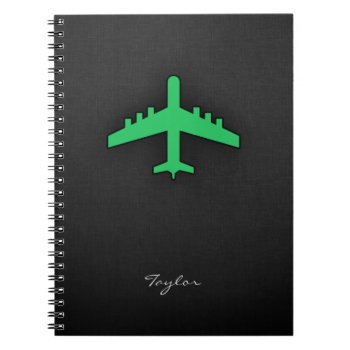 Kelly Green Airplane Notebook by ColorStock at Zazzle