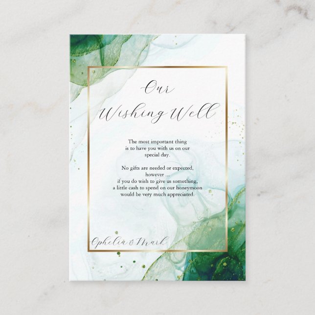 Kelly Green Alcohol Ink Wishing Well  Enclosure Card (Front)