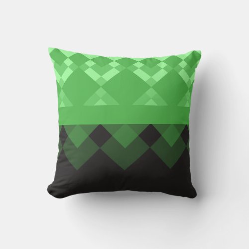 Kelly Green and Black Design Throw Pillow