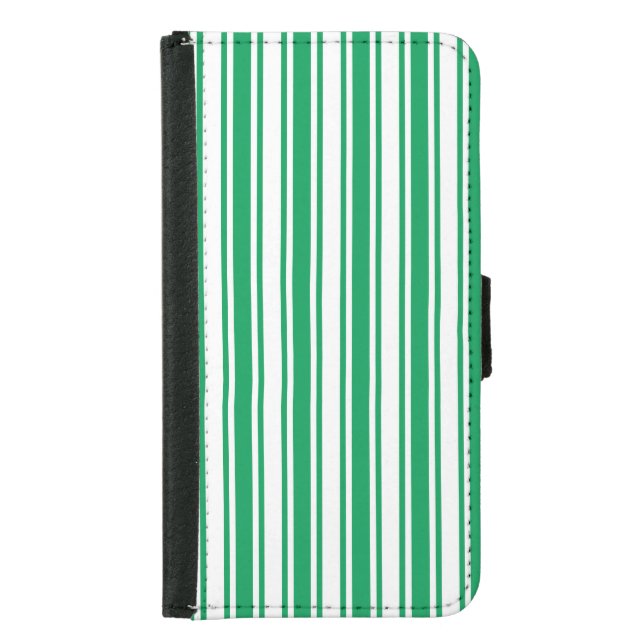 Kelly green and white candy stripes iPhone wallet  (Front)
