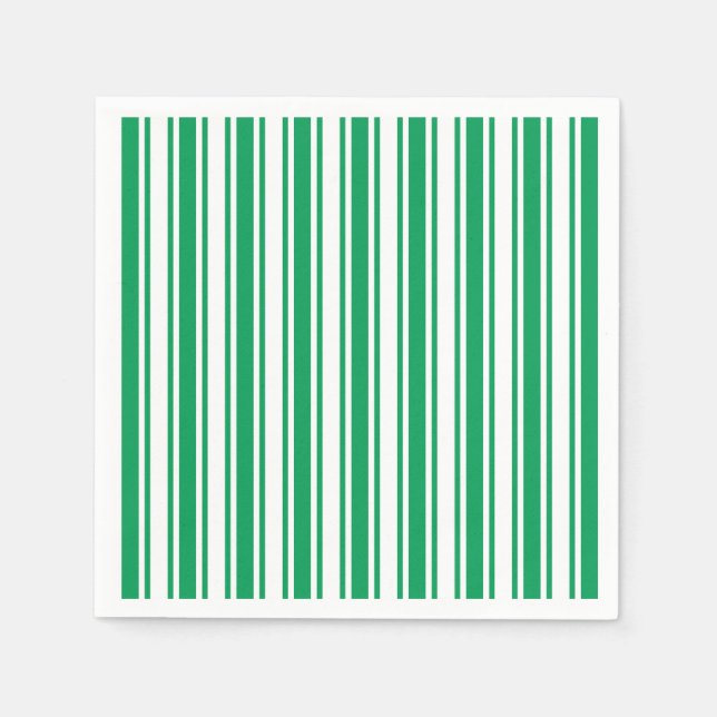 Kelly green and white candy stripes napkins (Front)
