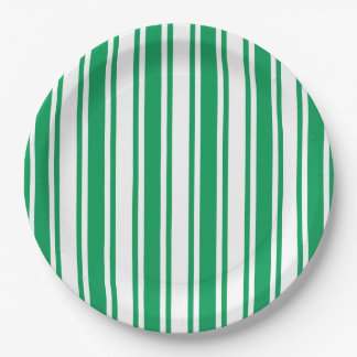 Kelly green and white candy stripes paper plates