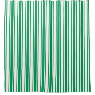 Kelly green and white candy stripes shower curtain