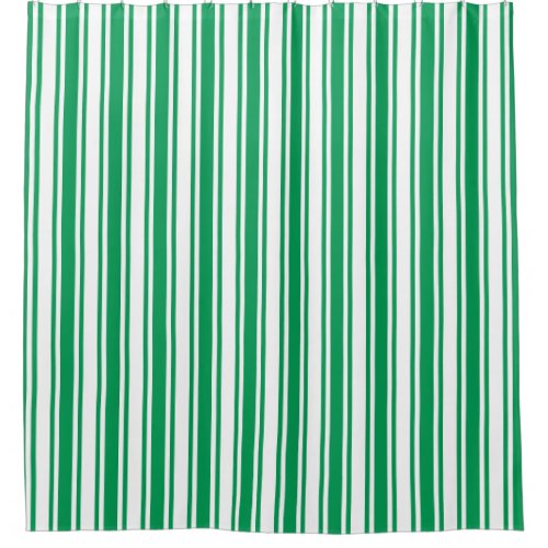 Kelly green and white candy stripes shower curtain