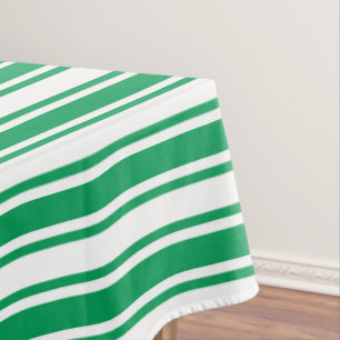 Kelly green and white candy stripes tablecloth