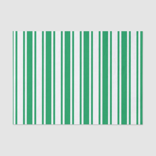 Kelly green and white candy stripes tissue paper (Front)
