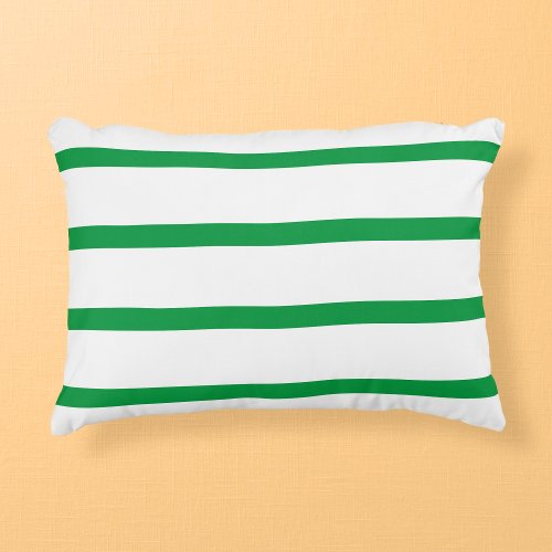 Kelly Green and White Minimal Wide Stripes Office Accent Pillow