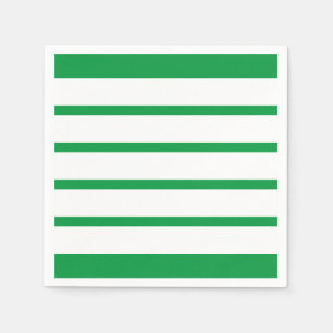 Kelly Green and White Minimal Wide Stripes Office Napkins