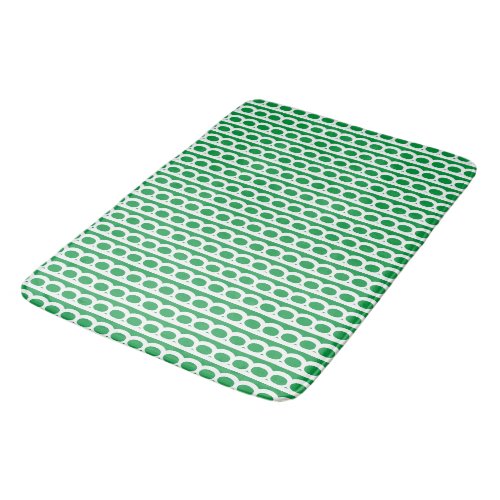 Kelly Green and white Modern bubble Waves Bath Mat