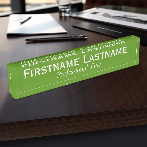 Kelly Green and White Name and Professional Title Desk Name Plate