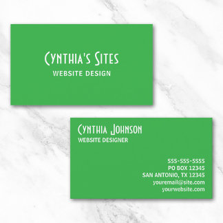 Kelly Green and White Retro Bold Business Card