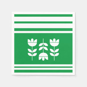 Kelly Green and white stripes and flowers Napkins