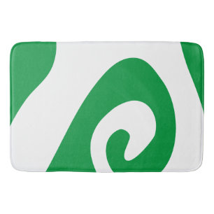 Kelly Green and White Swirl Wave Bath Mat