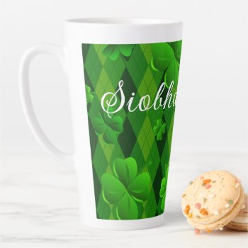 Kelly Green Argyle Irish Clovers Latte Mug by pamdicar at Zazzle