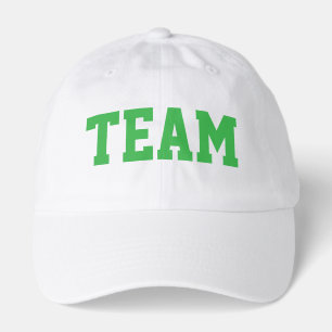 Kelly Green Athletic TEAM Text White Background Hat