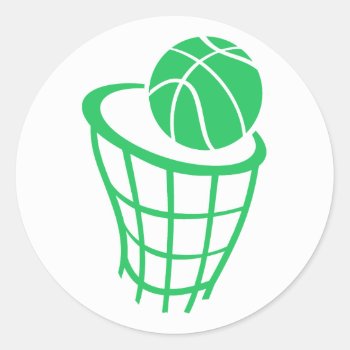 Kelly Green Basketball Classic Round Sticker by ColorStock at Zazzle