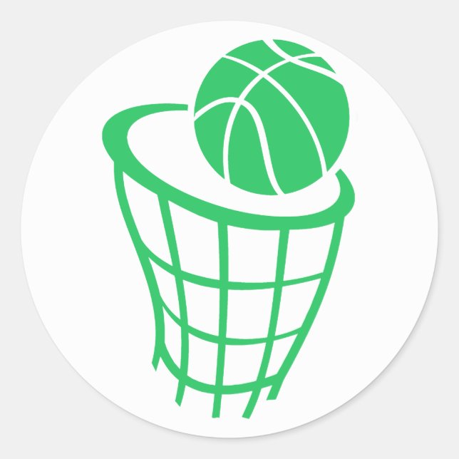 Kelly Green Basketball Classic Round Sticker (Front)