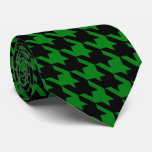 Kelly Green &amp; Black Large Houndstooth Check Neck Tie