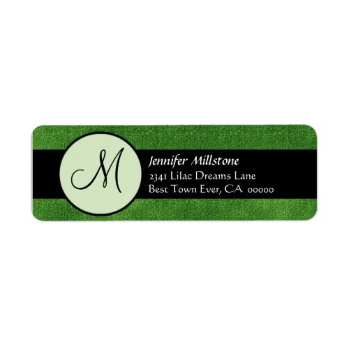 KELLY GREEN  BLACK Wedding Monogram Address Label