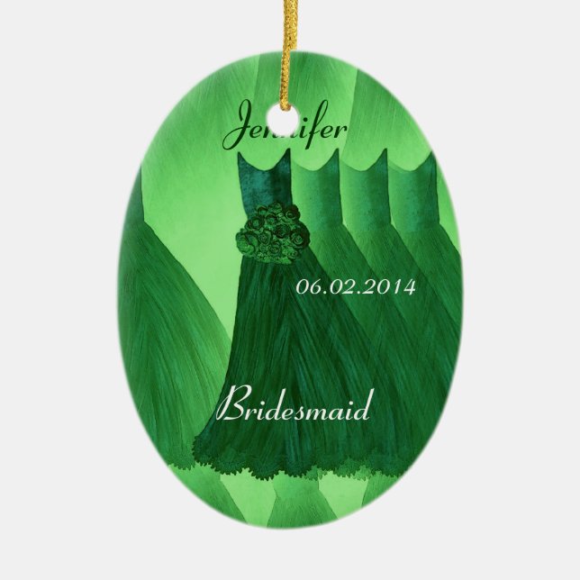KELLY GREEN Bridesmaid Thank You Wedding Ceramic Ornament (Front)