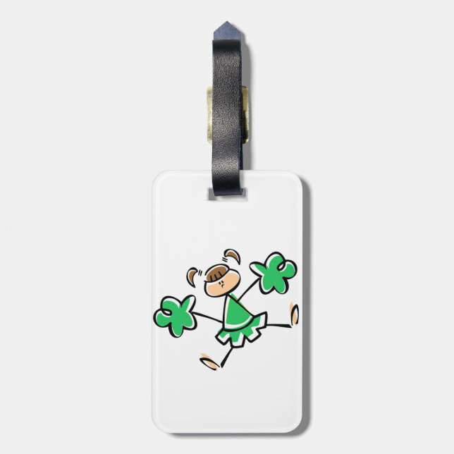 Kelly Green Cheerleader Luggage Tag (Back Vertical)
