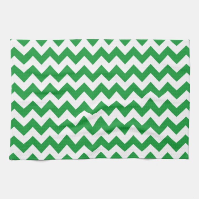Kelly Green Chevron Stripes Towel (Horizontal)