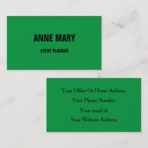 Kelly Green Classy Colorful Wedding Custom Colors Business Card