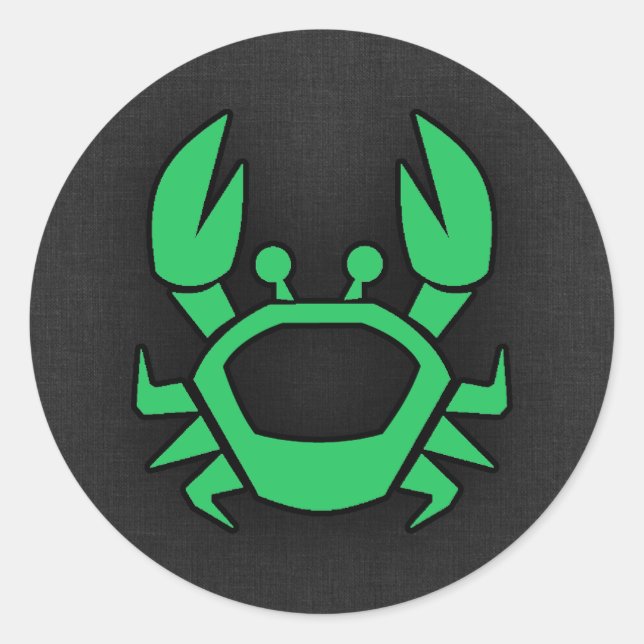 Kelly Green Crab Classic Round Sticker (Front)
