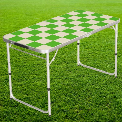 Kelly Green  Cream Checker Tailgate Beer Pong Table