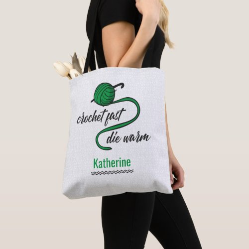 Kelly Green Crochet Fast Die Warm Tote Bag