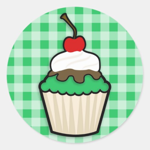 Kelly Green Cupcake Classic Round Sticker