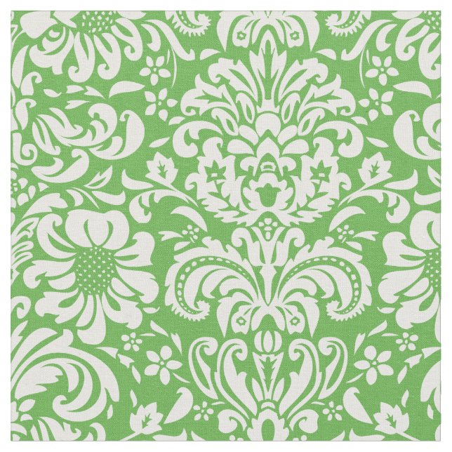 Kelly Green Floral Damask Fabric (Close Up)