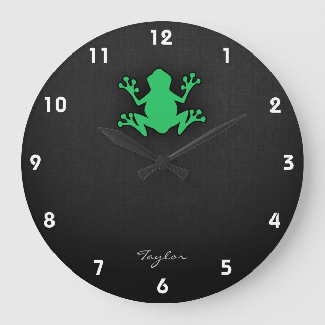Kelly Green Frog Large Clock (Front)