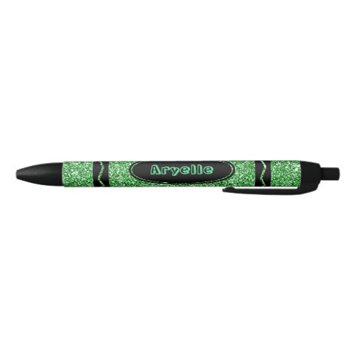 Kelly Green Glitter Crayon Custom Name Push Pen
