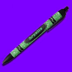 Kelly Green Glitter Crayon Custom Name Push Pen