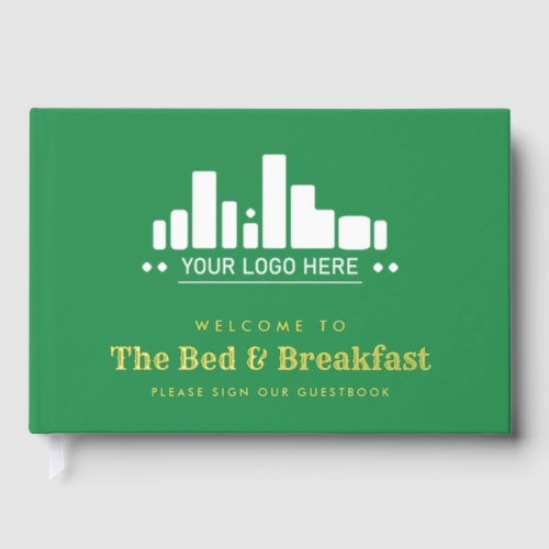 Kelly Green Gold Your Logo Bed  Breakfast Foil Guest Book