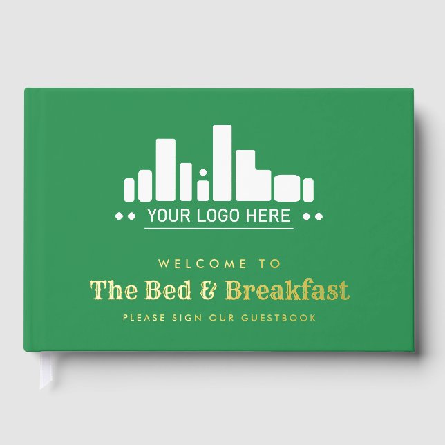 Kelly Green Gold Your Logo Bed & Breakfast Foil Guest Book (Front)