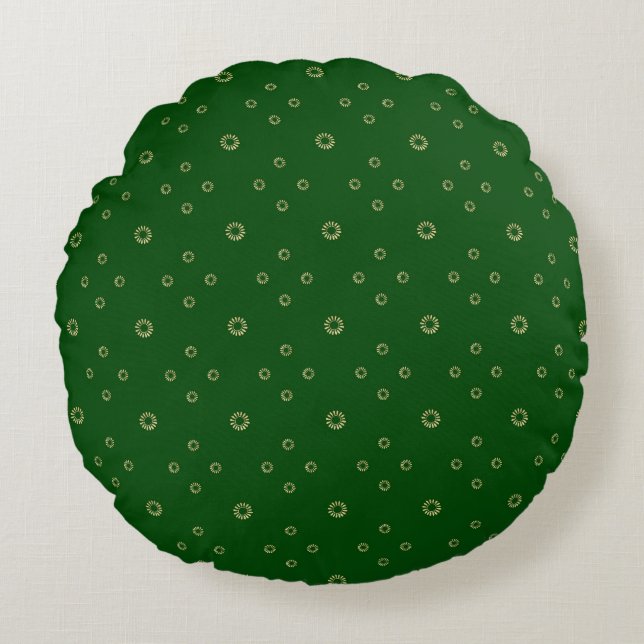 Kelly Green | Golden Zinnia Sun Round Pillow (Front)