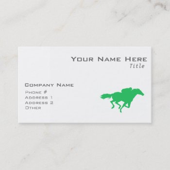 Kelly Green Horse Racing Business Card by ColorStock at Zazzle