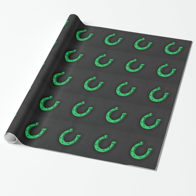 Kelly Green Horseshoe Wrapping Paper (Unrolled)