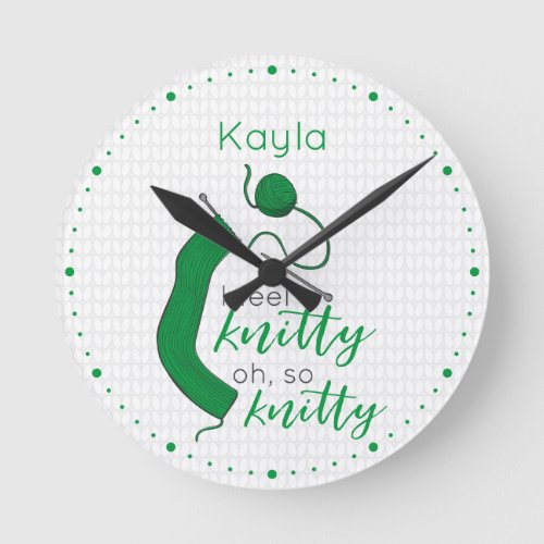 Kelly Green I Feel Knitty Oh So Knitty Round Clock