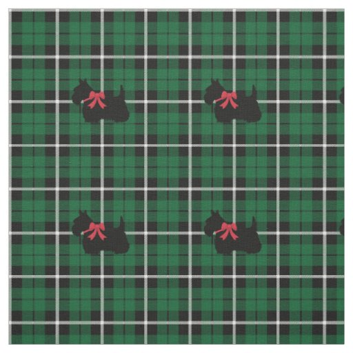 Kelly green Irish green Scottish Terrier plaid Fabric