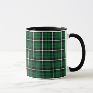 Kelly green Irish green white/black stripe plaid Mug