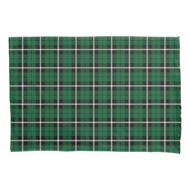Kelly green Irish green white/black stripe plaid Pillowcase (Front)