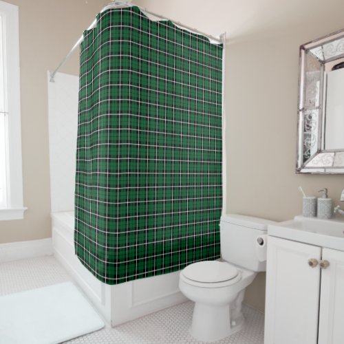 Kelly green Irish green whiteblack stripe plaid Shower Curtain